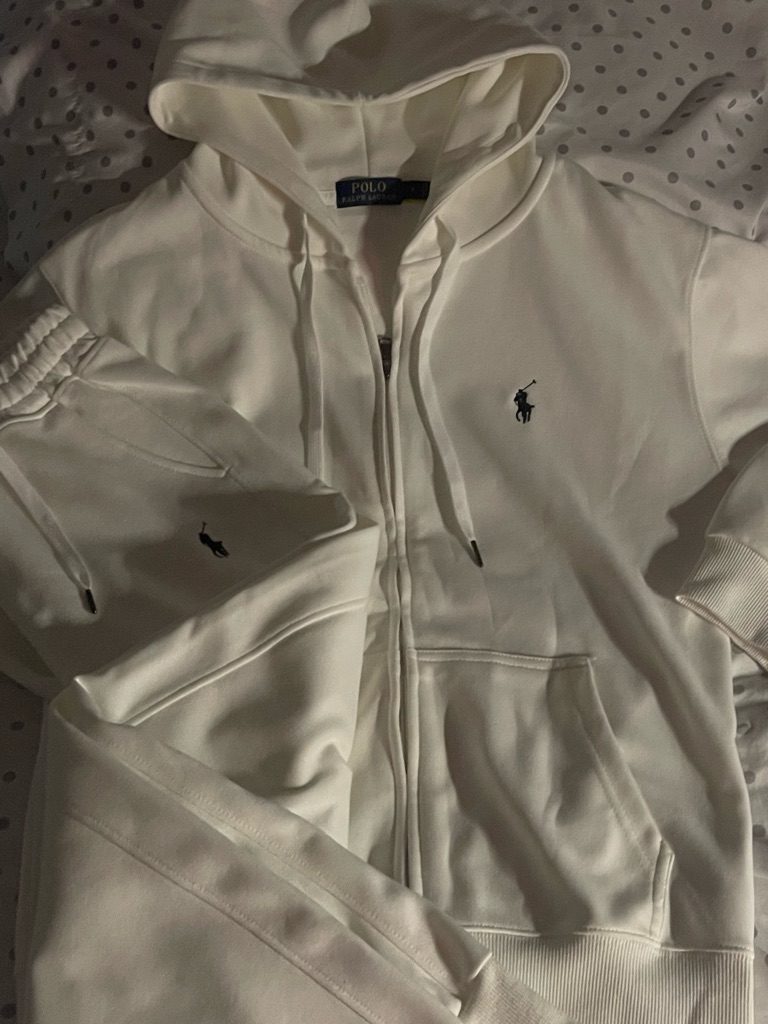 Polo By Ralph Lauren White Zip-Up Hoodie